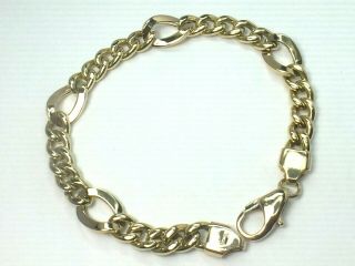 Awesome Heavy 14k Yellow Gold Fancy Oval & Curb Bracelet.  5 - 3/4 ".  10gm.  Italy.