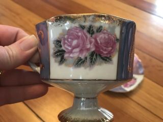 Vintage Purple Luster Tea Cup & Saucer,  Gold Trim,  Floral 3