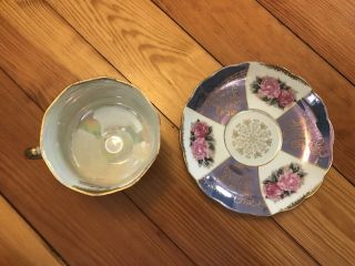 Vintage Purple Luster Tea Cup & Saucer,  Gold Trim,  Floral 4