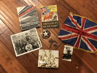 Wwii Us Army Air Force Grouping Books,  Flag,  Plaque,  Pins,  Photos