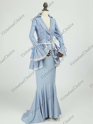 Victorian Titanic Tailored 2pc Suit Vintage Stripe Dress Set Period Clothing 328