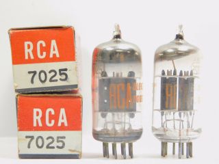 Rca 7025 Matched Vintage Tube Pair Gray Plates Round Getter Nos (test 108)