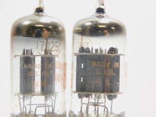 RCA 7025 Matched Vintage Tube Pair Gray Plates Round Getter NOS (Test 108) 3