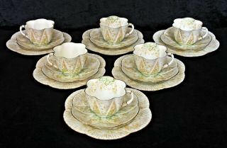 ANTIQUE SHELLEY/ WILEMAN PORCELAIN TEA SET DAINTY 9033 CLUSTER OF FLOWERS 1897 5