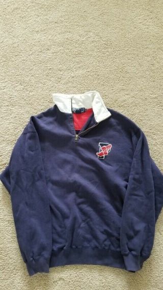 Vintage Polo Ralph Lauren P Wing Quarter Zip Sweatshirt Snow Beach Sportsman