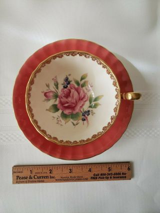 Vintage Aynsley England Coral Gold and Pink Rose Bone China Cup & Saucer 4