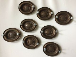 Set of 8 Vintage Oval Hepplewhite Style Brass Finish Drawer Pulls A 2