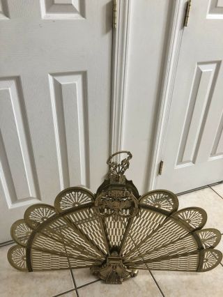 Vintage Decorative Crafts Inc.  Collectors Peacock Brass Fireplace Screen Dragon 2