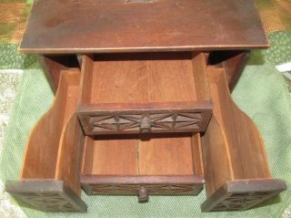 Vintage Wood Stationary Writing Chest Desktop 4 Drawer Unique Pull Out Sides
