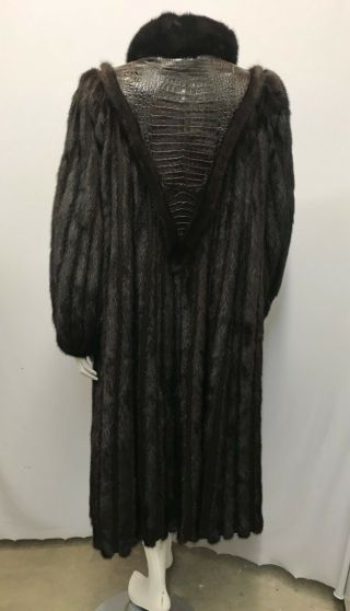 VINTAGE HETTABRETZ MINK CROCODILE COAT BROWN LUXURIOUS REGAL SIZE 10 44 4