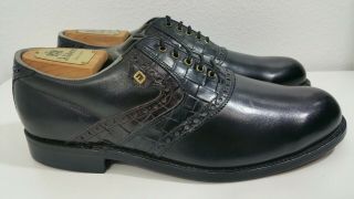 VINTAGE FOOTJOY CLASSICS MENS GOLF SHOES 51142 Black Brown CROC 10D MADE IN USA 2