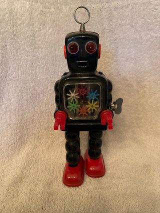 High - Wheel Robot K.  O.  vintage tin wind up.  A Frankonia Toy.  W/Box 2