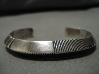 Hand Tooled Thicker Heavy Vintage Navajo Sterling Silver Bracelet