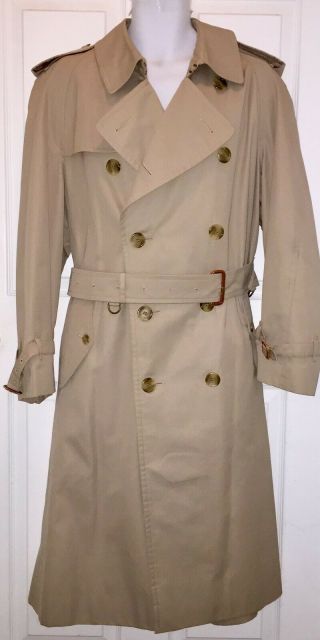Vintage Burberry Double Breasted Trench Coat Made In England 52r Uk 42r Usa
