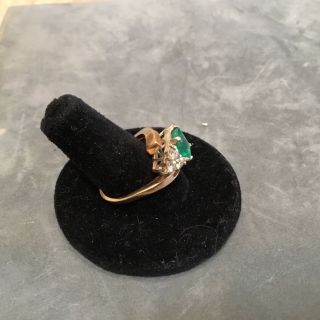 14k yellow gold emerald & diamond ring 6.  2 grams $3850 size 7.  5 3