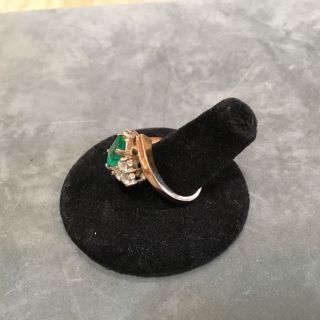 14k yellow gold emerald & diamond ring 6.  2 grams $3850 size 7.  5 4