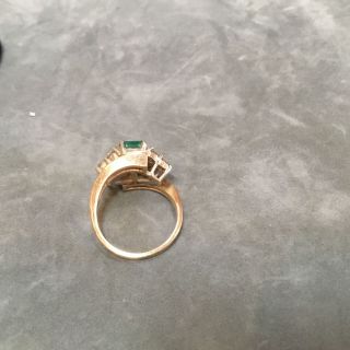 14k yellow gold emerald & diamond ring 6.  2 grams $3850 size 7.  5 5