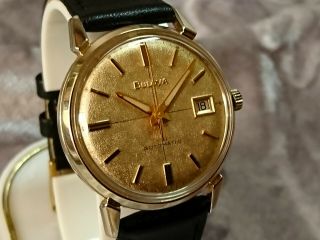 Bulova 1969 Vintage Automatic Watch 11blacd Textured Gold Tone Dial