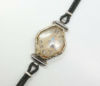 Rare Vintage Art Deco 18K White Gold Exploding Numeral Wristwatch to Restore 2