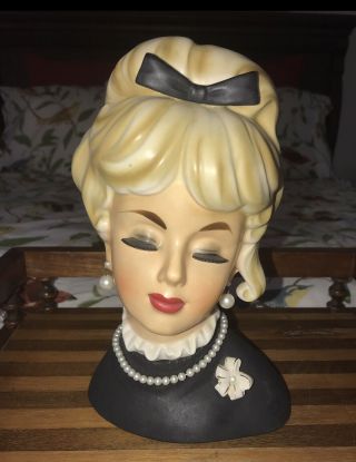 Vintage Lady Head Vase,  NAPCO C6986,  9.  5” 8