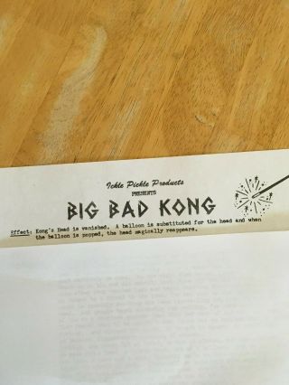 BIG BAD KONG - ICKLE PICKLE MAGIC - DAVID GINN - VINTAGE MAGIC TRICK 2