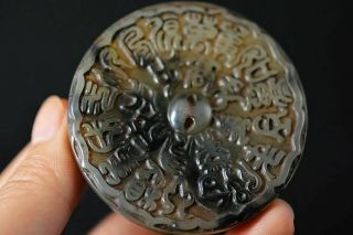 Chinese Old Jade Carved Ancient Writing Pendant W90 4