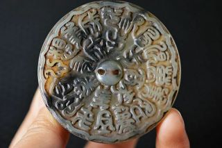 Chinese Old Jade Carved Ancient Writing Pendant W90 5