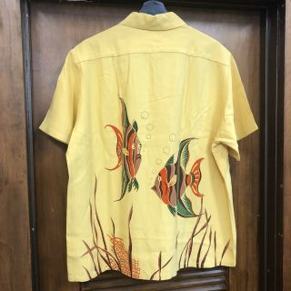 Vintage 1940’s “catalina” Angel Fish Back Panel Rayon Hawaiian Shirt - Large