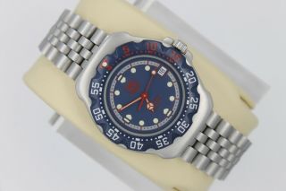 Tag Heuer 370.  513 Wa1210 Professional Watch Womens Mens Midsize Blue Red Ss