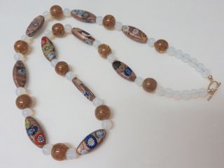 27” Necklace Strung With Rare,  Unique,  Vintage Millefiori Trade Beads