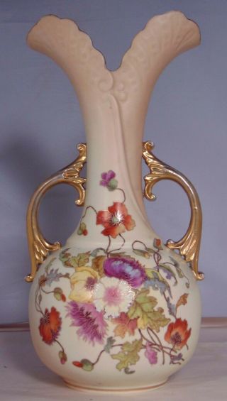 Fine Antique Hand Painted Royal Rudolstadt German Porcelain Vase Flowers