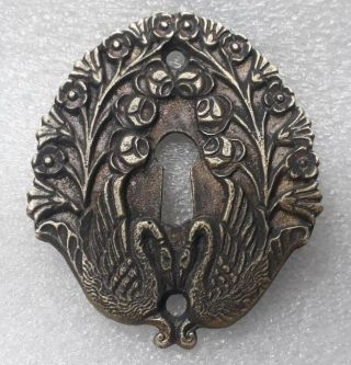 Rare Fine Brass Door Key Hole Cover Plate Escutcheon Ornament