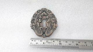 Rare Fine Brass Door Key Hole Cover Plate Escutcheon Ornament 2