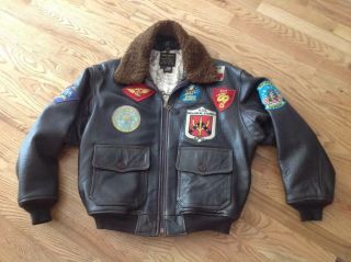 Avirex Top Gun Us Navy G - 1 Flight Bomber Leather Jacket Vntg 1980 Estate