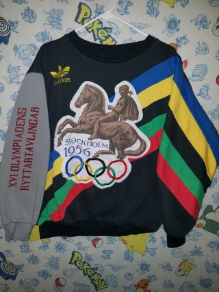 Vintage 80s Adidas Olympics Sweater Stockholm Helsinki Dolman Sweatshirt