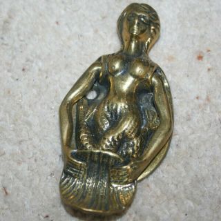Vintage Mermaid With Shell Small Solid Brass Door Knocker