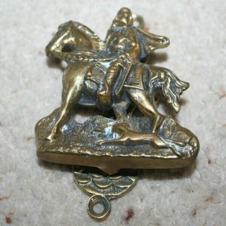 Vintage Medieval Knight On Horse With Dog Small Solid Brass Door Knocker