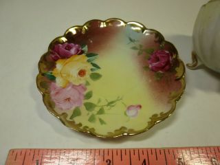 Antique NIPPON Cup & Saucer ROYAL KINRAN Colorful ROSES Footed HAND PAINTED GOLD 4