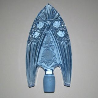 Czech Perfume Bottle Tiara Stopper Only 5.  75 " Blue Cut Crystal Intaglio Roses