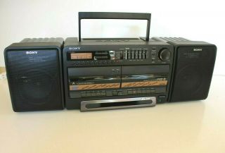 Vintage Sony Stereo Double Deck Cassette Player Recorder Mega Bass Corder 1990