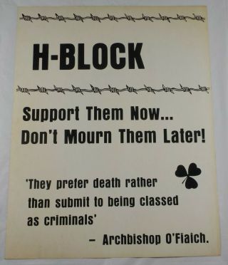 Vintage Irish Republican Army " H - Block " Protest Poster