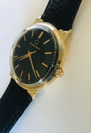 Rare Vintage 14k Solid Gold Eterna - Matic Back Dial Wrist Watch Runs