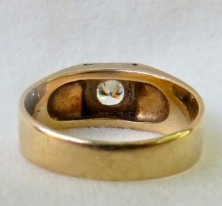 MENS ANTIQUE.  40 CT.  OLD TRANSITIONAL CUT DIAMOND SOLITAIRE 14K YELLOW GOLD RING 5