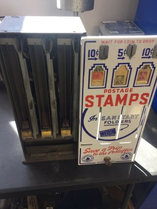 Vintage Us Mail Usps Postage Stamp Vending Machine For 5 & 10 Cents W/ Lock& Key
