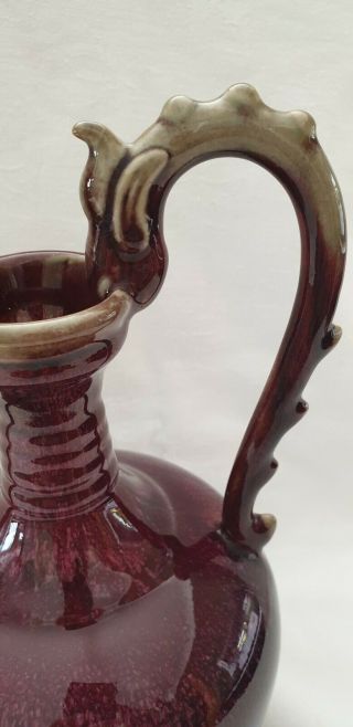 Chinese vase Dragon handles Dark sang De Boeuf Rare oxblood purple glaze 11 