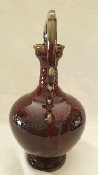 Chinese vase Dragon handles Dark sang De Boeuf Rare oxblood purple glaze 11 