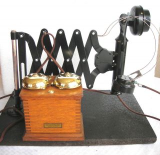 Western Electric Scissors Gate Antique Restored Telephone & Oak Ringer Box