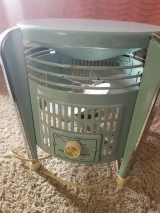 VINTAGE LAKEWOOD F - 12 TEAL 3 SPEED COUNTRY AIRE HASSOCK FLOOR FAN 7