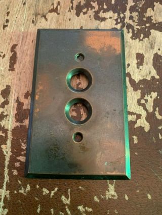 Antique Circa 1920 Brass Push Button Switch Plate Cover