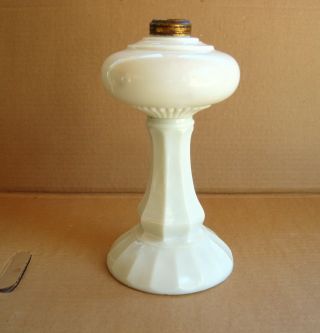 11 Inch Oil Lamp Vintage Antique Glass Stacked Base Applied Bowl Era 1870 